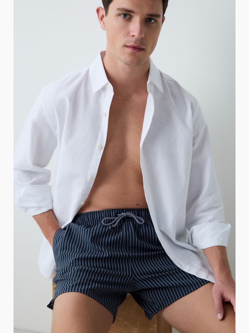 Short de bain homme rayé penti Bleu marine - Kiabi