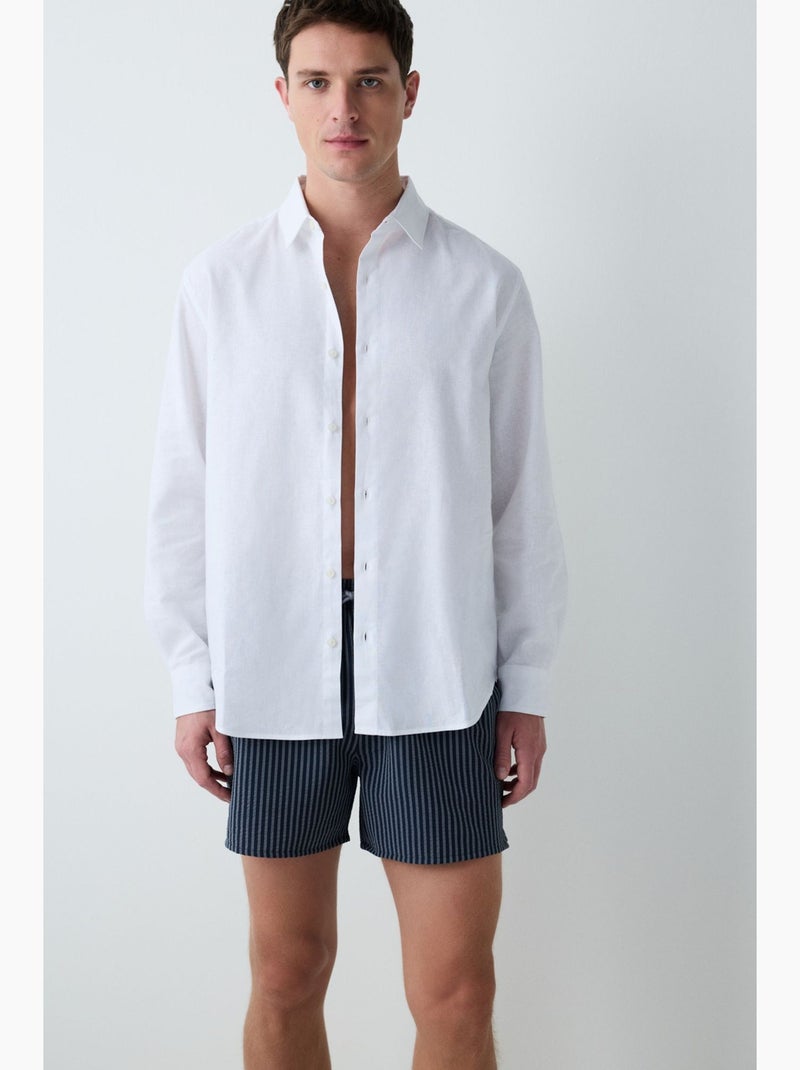 Short de bain homme rayé penti Bleu marine - Kiabi