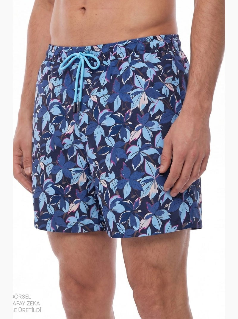 Short de bain homme surf view à motif feuilles penti Bleu marine - Kiabi