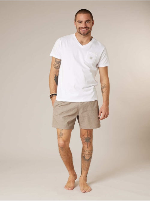 Short de bain homme uni texture gaufrée 'Deeluxe' - Kiabi