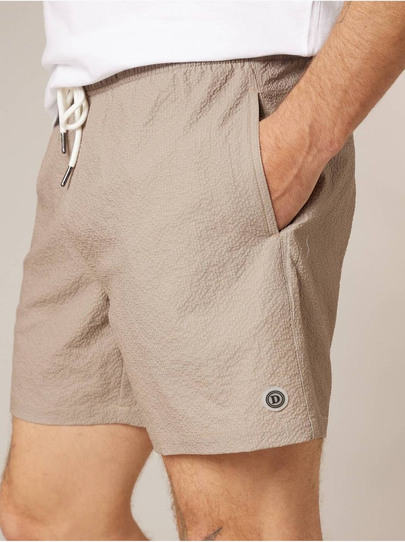 Short de bain homme uni texture gaufrée 'Deeluxe' Beige sable - Kiabi