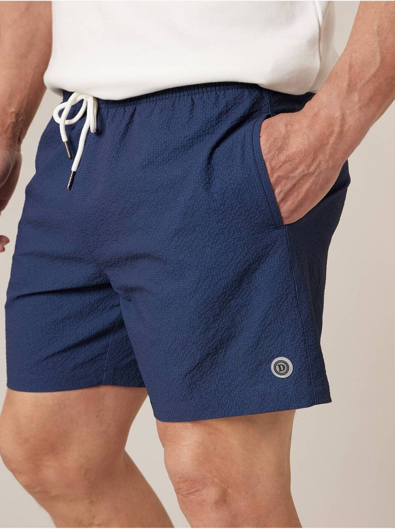 Short de bain homme uni texture gaufrée 'Deeluxe' Bleu marine - Kiabi