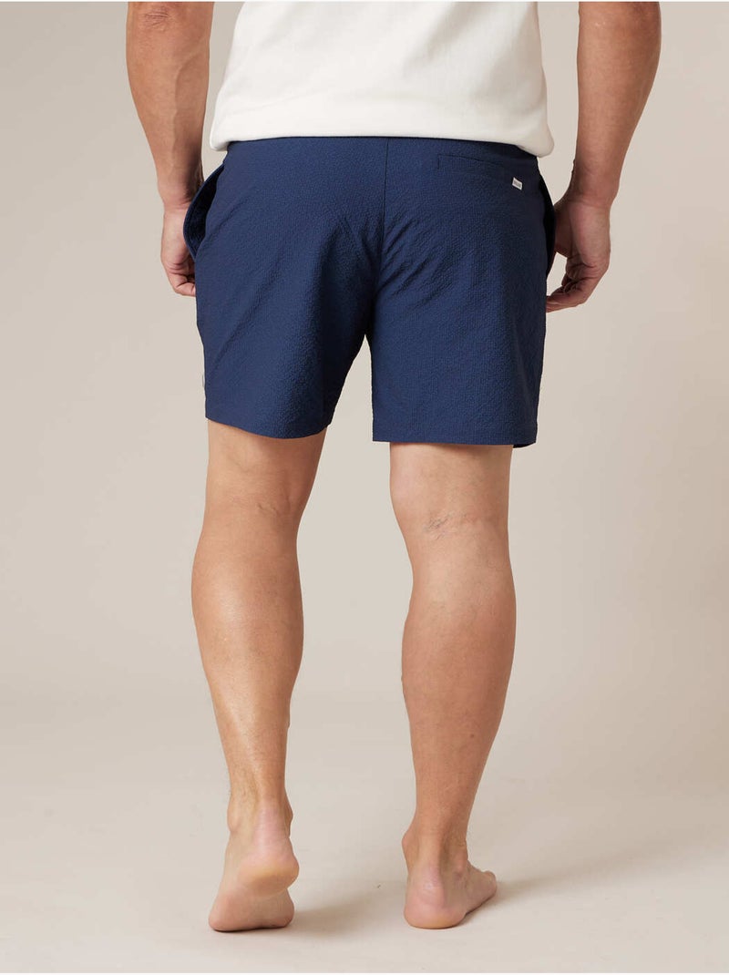 Short de bain homme uni texture gaufrée 'Deeluxe' Bleu marine - Kiabi