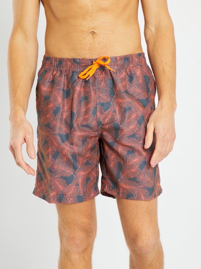 Short de bain imprimé fantaisie Orange - Kiabi