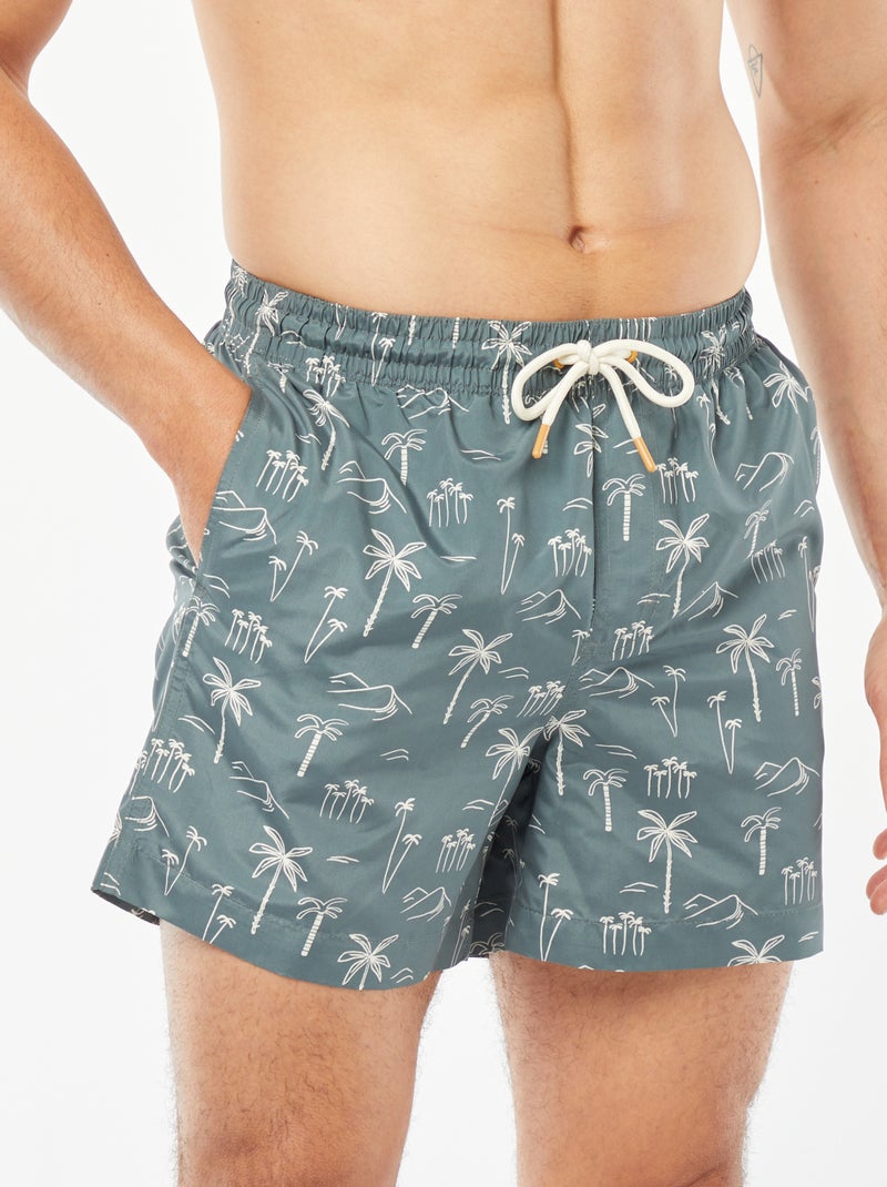 Short de bain imprimé fantaisie Vert palmier - Kiabi