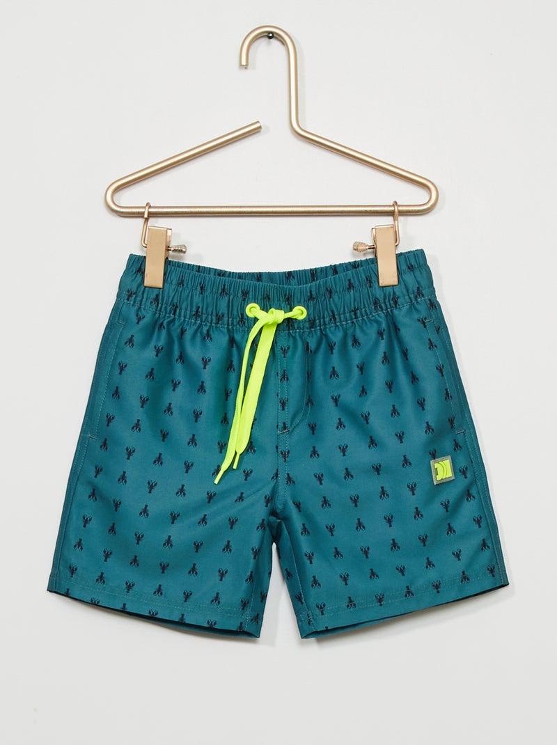 Short de bain imprimé fantaisie vert - Kiabi