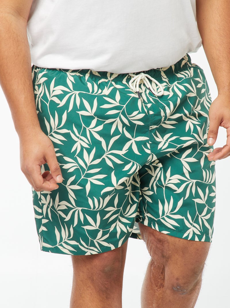 Short de bain imprimé feuillage VERT - Kiabi