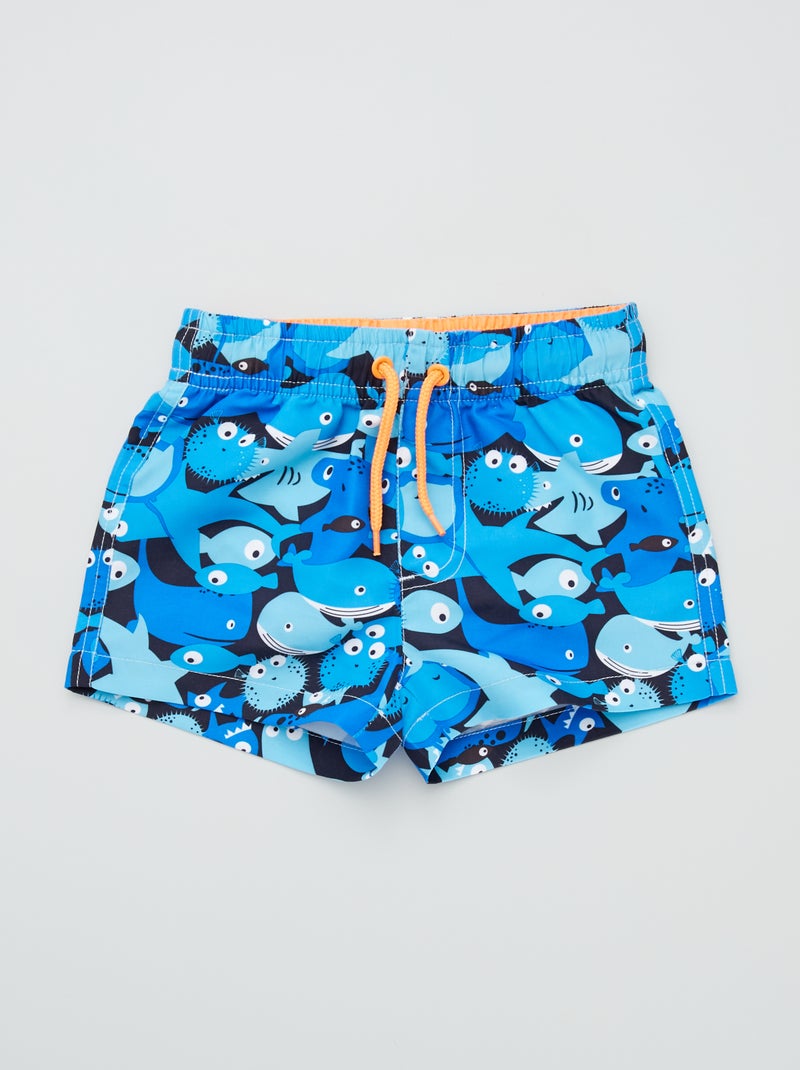 Short de bain imprimé 'poisson' bleu - Kiabi