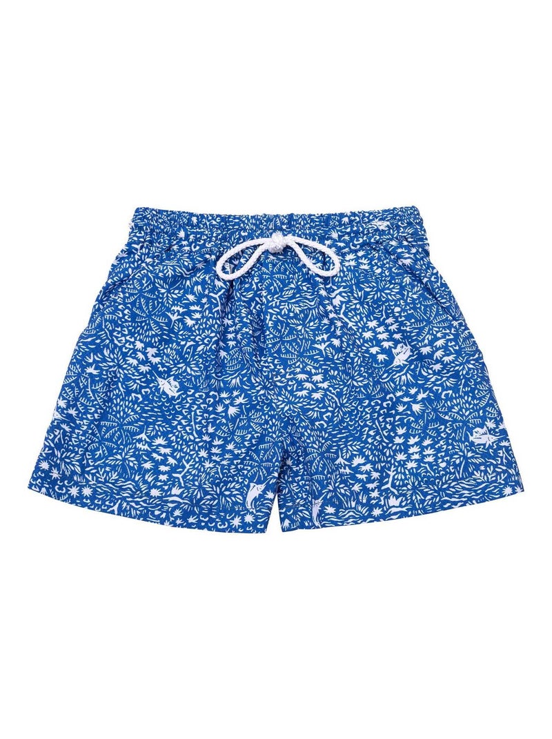 Short de bain     imprimé   SWIMBOY - 'LA FAUTE A VOLTAIRE' Bleu Blanc - Kiabi