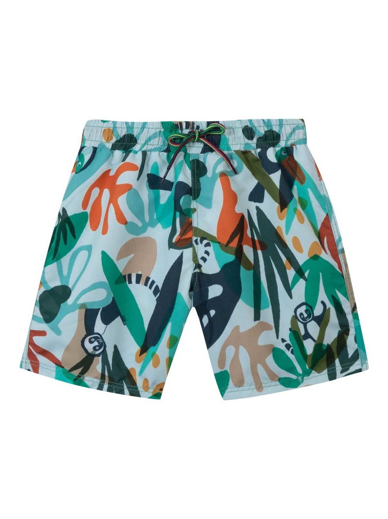 Short De Bain Imprimé Tropical 'miniman' Vert chèvrefeuille - Kiabi