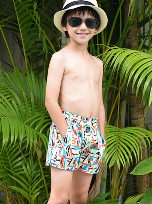 Short de Bain   Imprimé Voiliers Rétros  SWIMBOY - La Faute à Voltaire - Kiabi