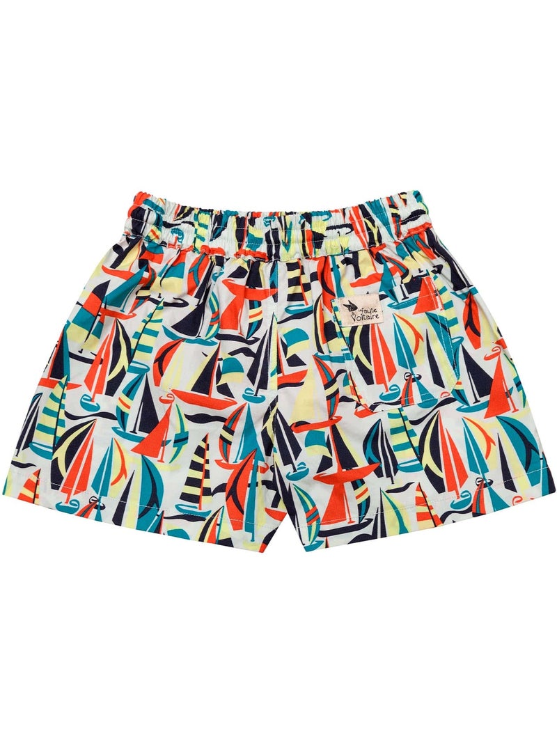 Short de Bain   Imprimé Voiliers Rétros  SWIMBOY - La Faute à Voltaire Orange - Kiabi