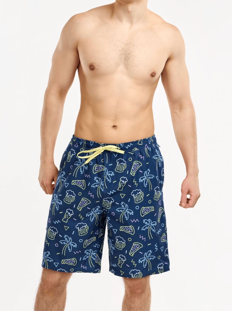 Short de bain long Homme Dedoles Ambiance Estivale Bleu - Kiabi