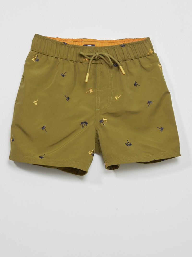 Short de bain motif 'palmiers' Kaki - Kiabi