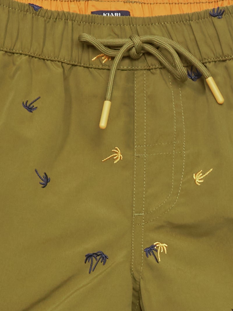 Short de bain motif 'palmiers' Kaki - Kiabi
