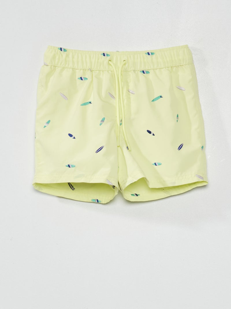 Short de bain motif 'surf' Jaune - Kiabi