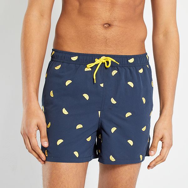 Short De Bain Motifs Brodes Homme Marine Citron Kiabi 15 00