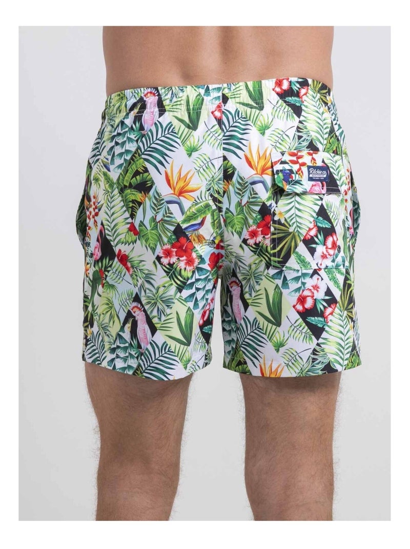 Short de bain motifs GALLIX Blanc - Kiabi