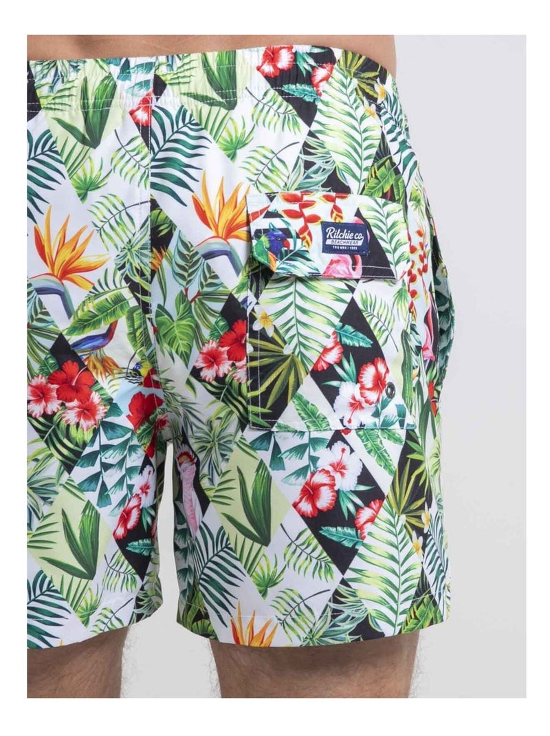Short de bain motifs GALLIX Blanc - Kiabi
