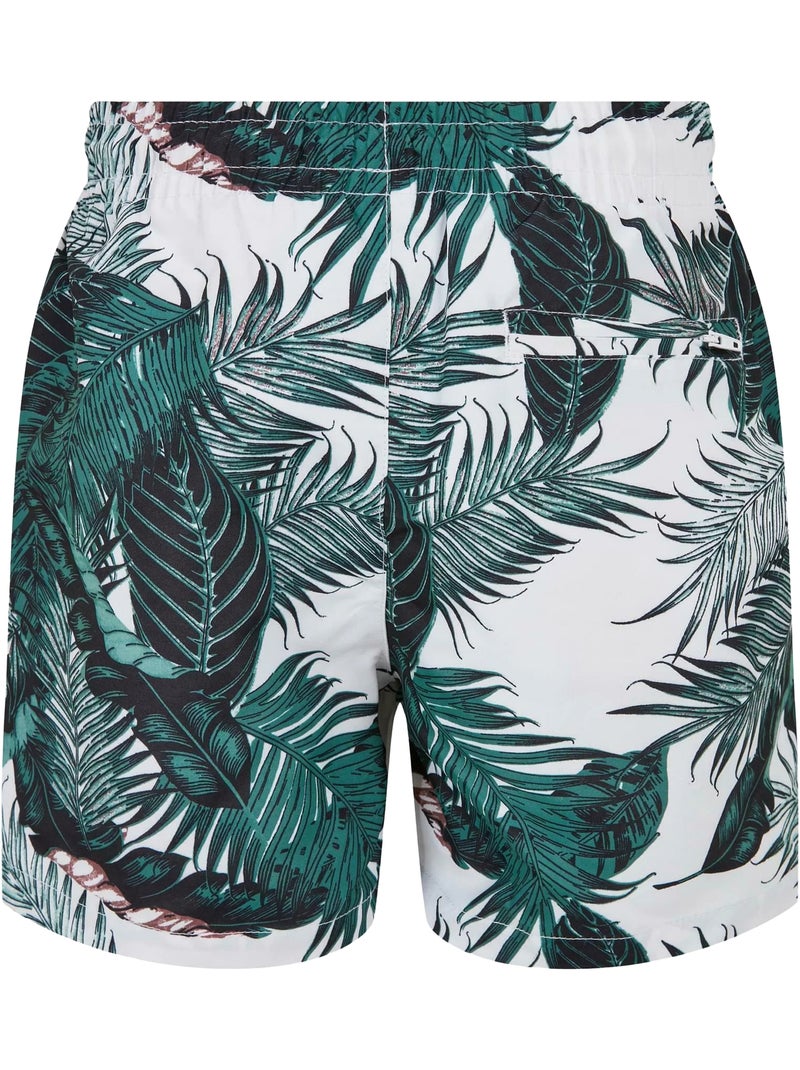 Short de bain motif/style feuille de palmier - urban classics Kaki - Kiabi