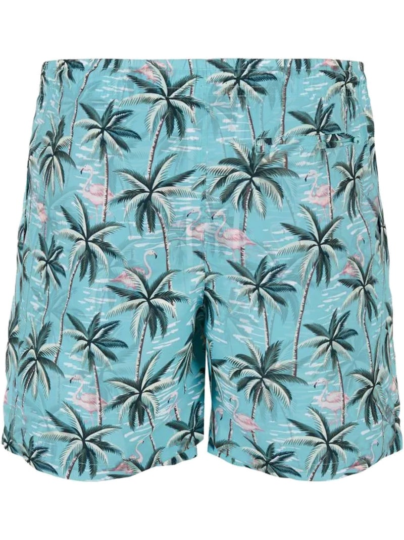 Short de bain motif/style oiseaux tropicaux - urban classics Bleu Vert - Kiabi