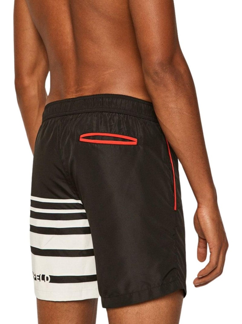 Short de bain motif/style rayures contrastées - karl lagerfeld Noir Blanc - Kiabi