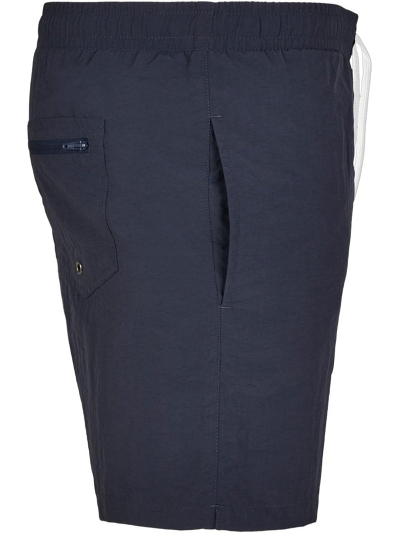 Short de bain motif/style uni - build your brand Bleu marine - Kiabi