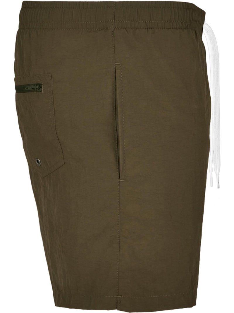 Short de bain motif/style uni - build your brand Kaki - Kiabi