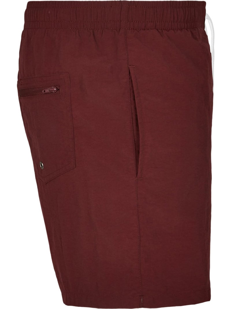 Short de bain motif/style uni - build your brand Rouge cerise - Kiabi