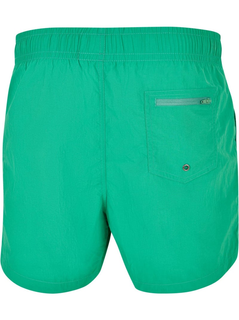 Short de bain motif/style uni - build your brand Vert foncé - Kiabi