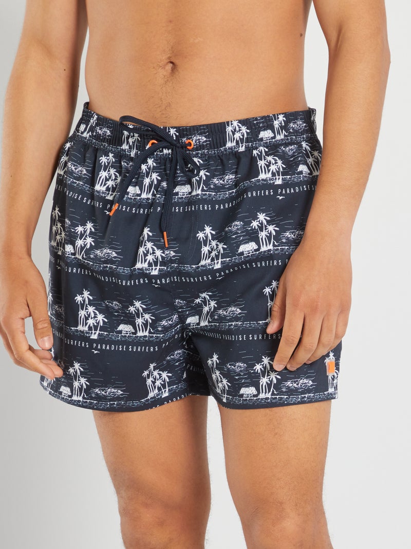 Short de bain 'palmiers' Bleu - Kiabi