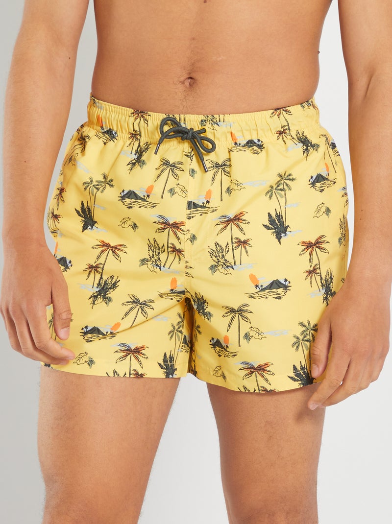 Short de bain 'palmiers' Jaune - Kiabi