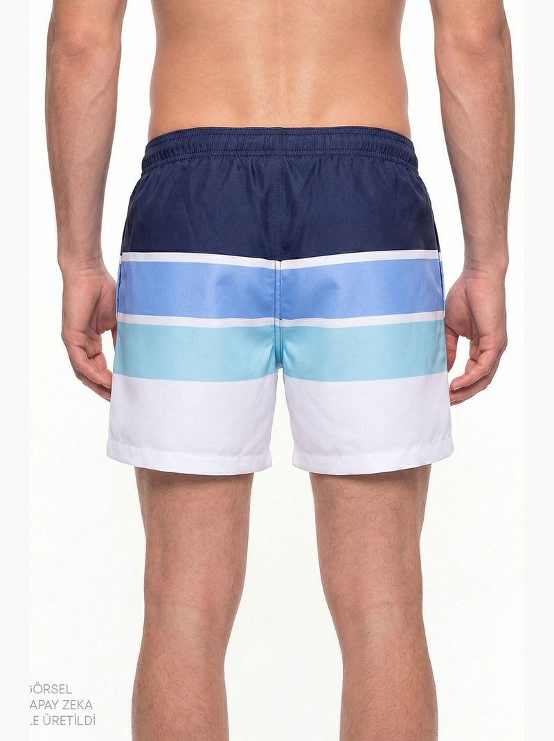 Short de bain rayé homme penti Bleu marine - Kiabi
