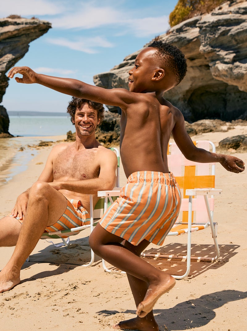 Short de bain rayé ORANGE - Kiabi