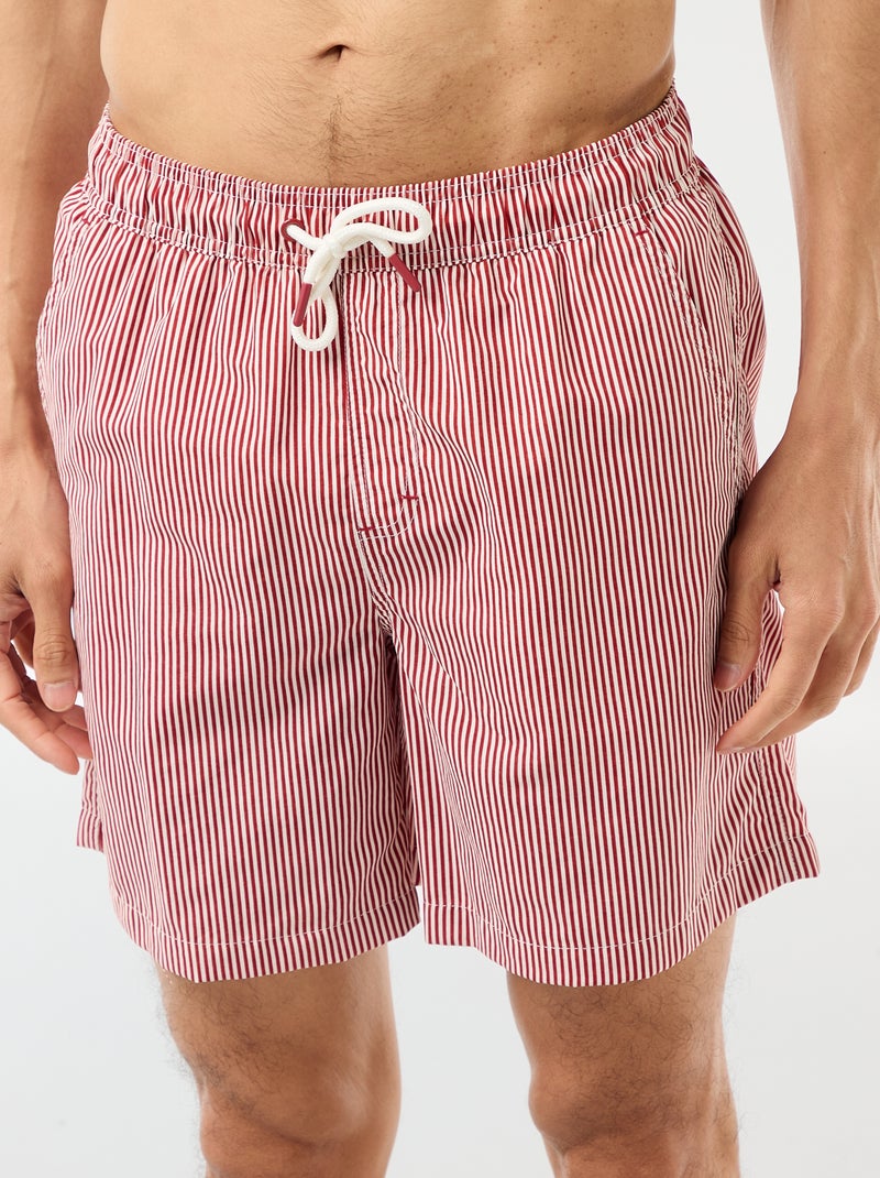 Short de bain rayé Rouge - Kiabi