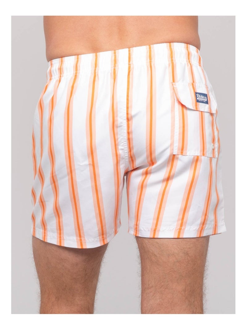 Short de bain rayures GABBIANO Orange - Kiabi