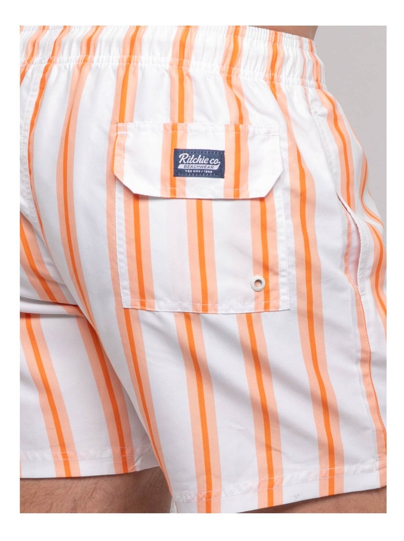 Short de bain rayures GABBIANO Orange - Kiabi