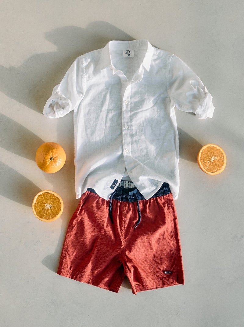 Short de Bain Rouge clair - Kiabi