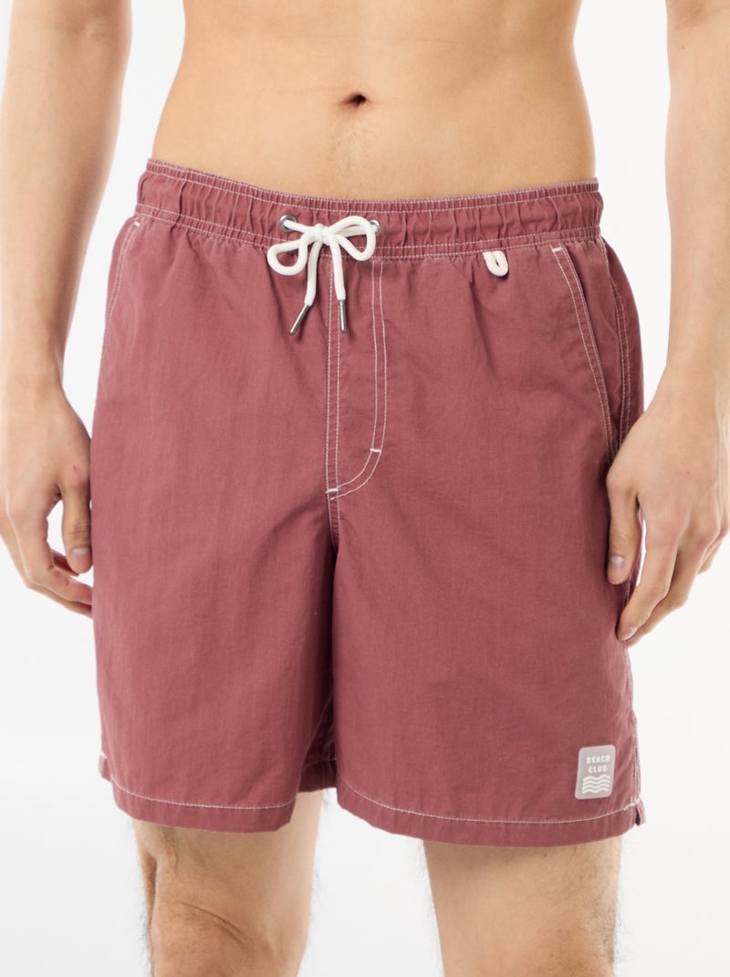 Short de bain uni avec poches Rouge - Kiabi