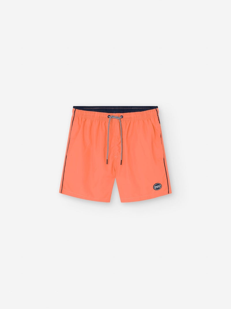 Short de Bain Uni Orange - Kiabi