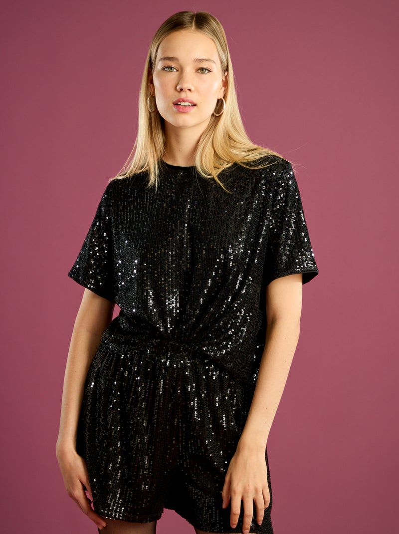Short de fêtes à sequins Noir - Kiabi