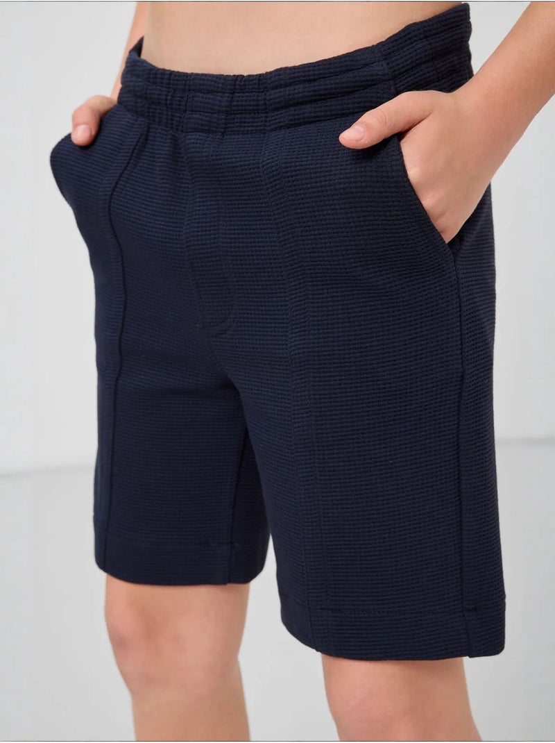 Short de jeunesse en coton mélangé tommy Bleu marine - Kiabi