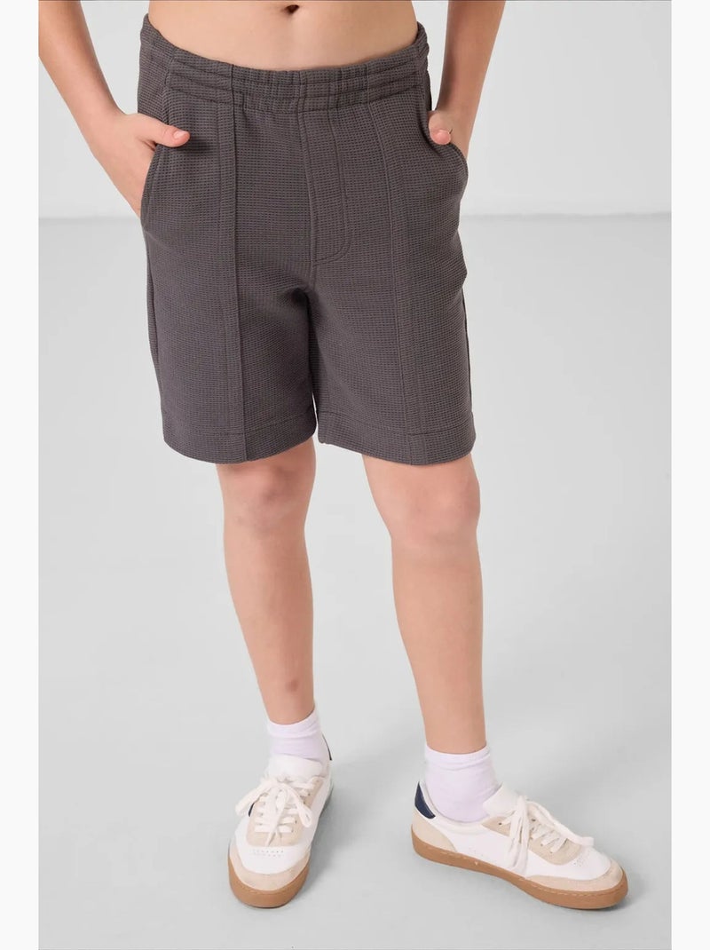 Short de jeunesse en coton mélangé tommy Gris Noir - Kiabi