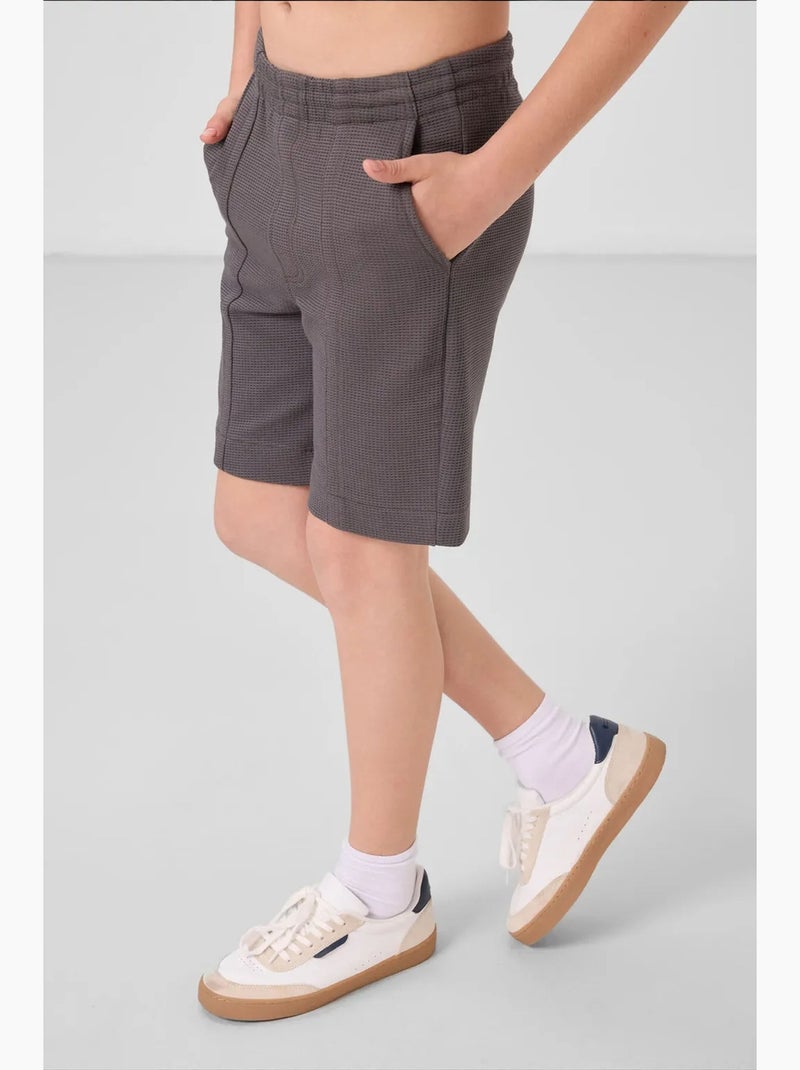 Short de jeunesse en coton mélangé tommy Gris Noir - Kiabi