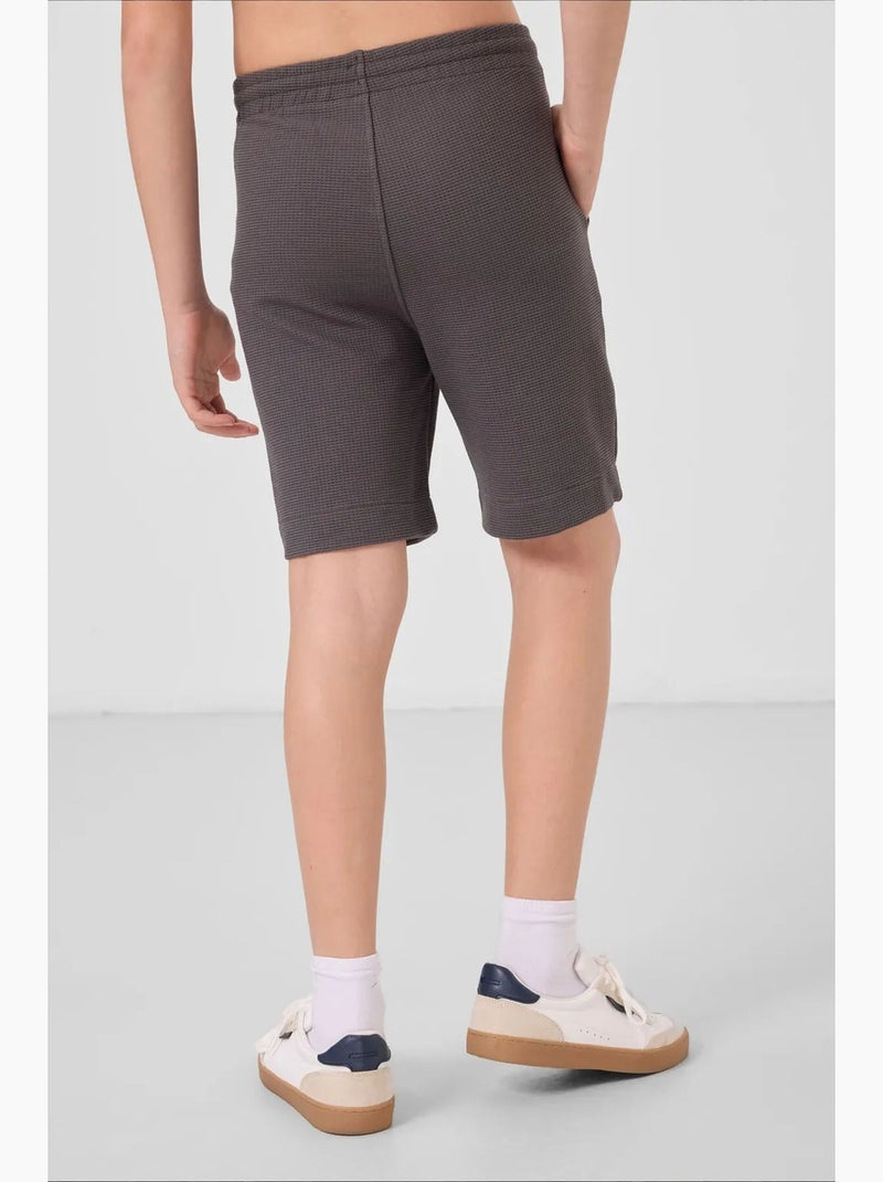 Short de jeunesse en coton mélangé tommy Gris Noir - Kiabi