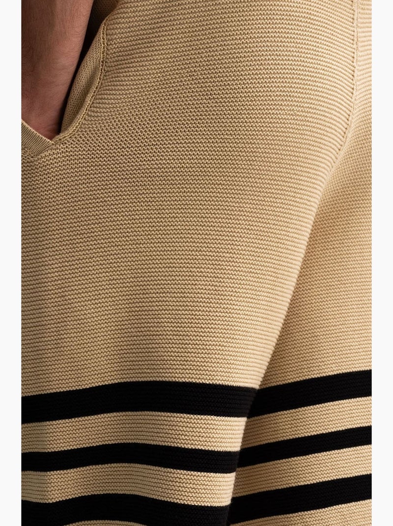 Short de jogging en coton à rayures pour homme giesto Beige/Noir - Kiabi