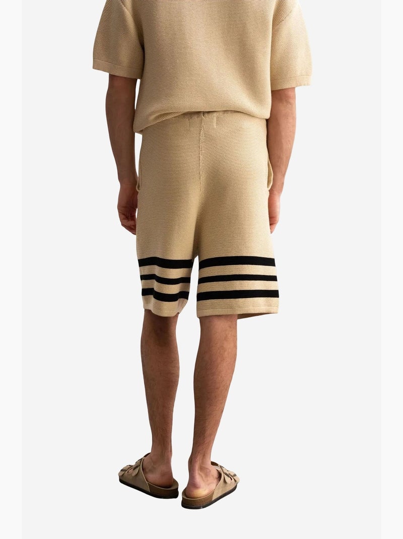Short de jogging en coton à rayures pour homme giesto Beige/Noir - Kiabi