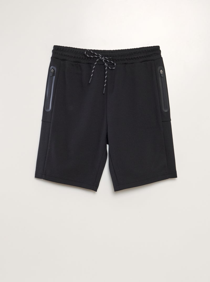 Short de jogging en piqué de coton noir - Kiabi