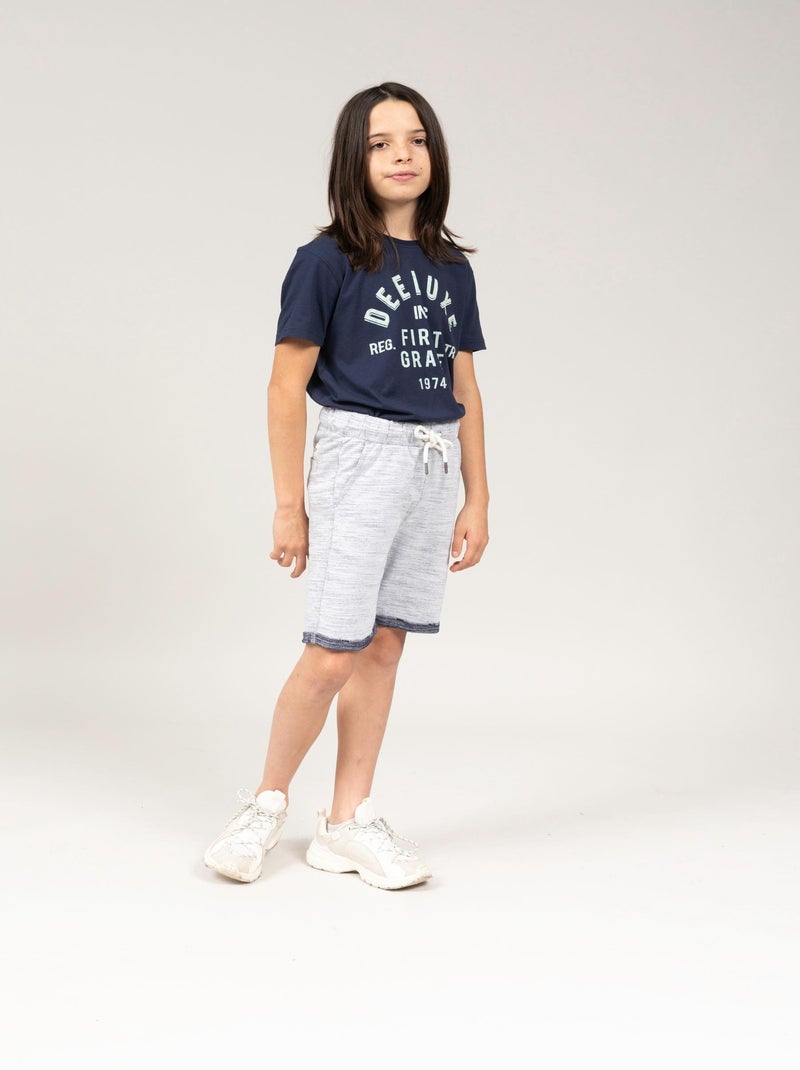 Short de jogging texturé en coton 'Deeluxe' Gris - Kiabi