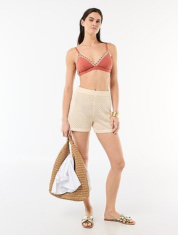 Short de plage en maille crochet
